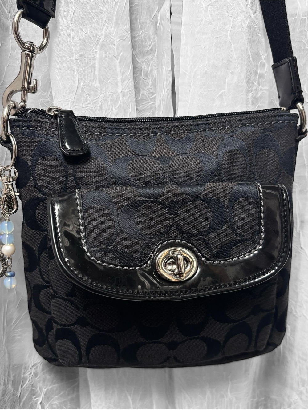 COACH Black Signature-Pattern Crossbody Bag